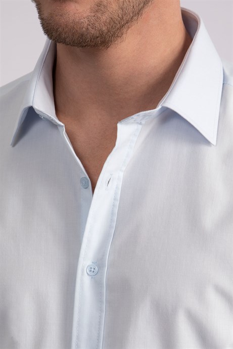 Modern Slim Fit Poplin Pamuk Efekt Erkek Gömlek