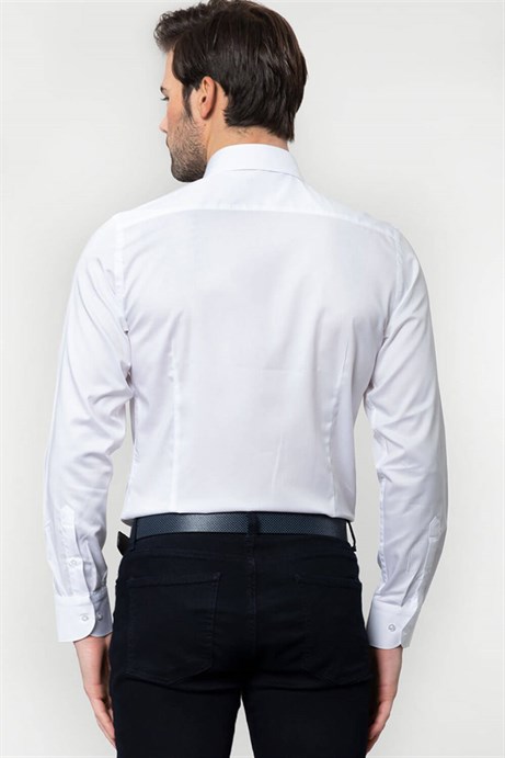 SLIM FIT LONG SLV %100 COTTON  ITALIAN COLLAR Ü.K.    GÖMLEK EXCLUSIVE - PLAIN