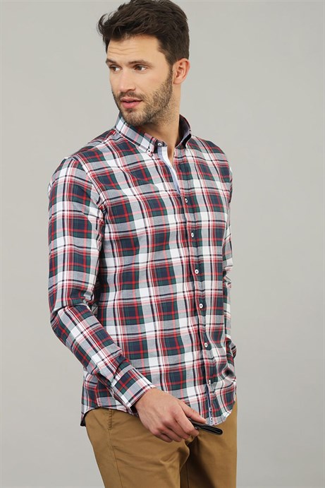 SLIM FIT LONG SLV CHECK AZTEC  GÖMLEK SLIM FIT CHECKED