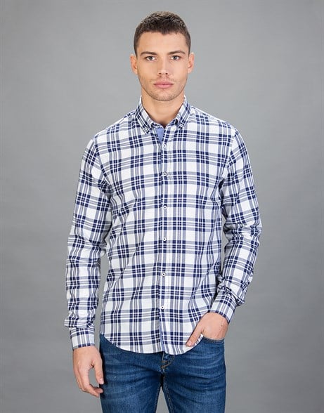 SLIM FIT LONG SLV COTTON OXFORD CHECK   GÖMLEK SLIM FIT CHECKED