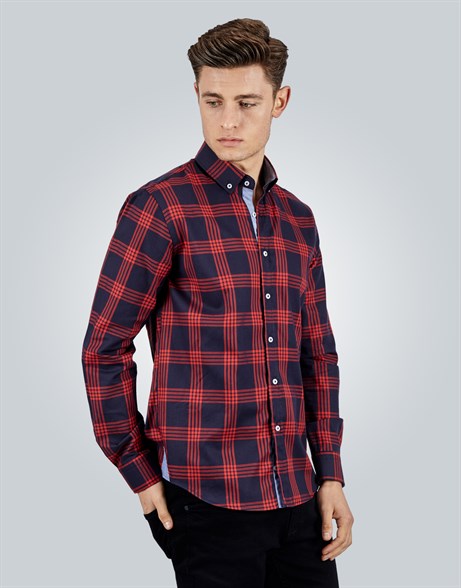 SLIM FIT LONG SLV COTTON OXFORD CHECK   GÖMLEK SLIM FIT CHECKED