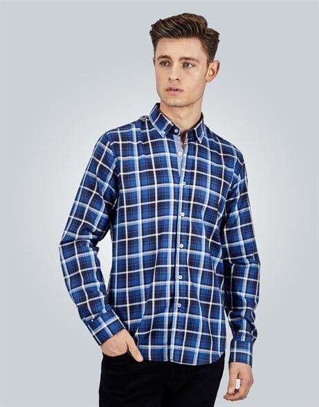 SLIM FIT LONG SLV COTTON OXFORD CHECK   GÖMLEK SLIM FIT CHECKED