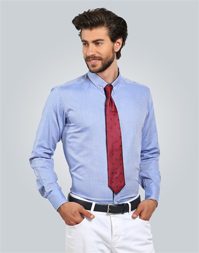 SLIM FIT LONG SLV COTTON OXFORD TEXTURE   GÖMLEK EXCLUSIVE - TEXTURE