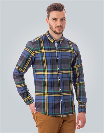 SLIM FIT LONG SLV COTTON OXFORD CHECK   GÖMLEK SLIM FIT CHECKED