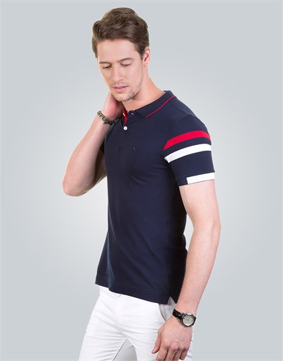 COTTON PİQUE T-SHİRT CROSS-STRIPED,JUAN SLIM FIT T-SHIRT