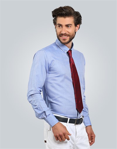 SLIM FIT LONG SLV COTTON OXFORD TEXTURE   GÖMLEK EXCLUSIVE - TEXTURE