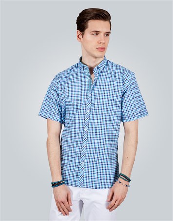 CLASSIC FIT SHORT SLV SMALL CHECK GARNISHED 70/1 CLASSIC FIT SUMMER SEASON