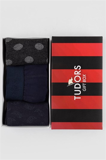 BOXER&SOCKS GIFT BOX 3 PACK PATTERNED - DESENLİ 3'LÜ BOXER&ÇORAP HEDİYE KUTUSU SOCKS