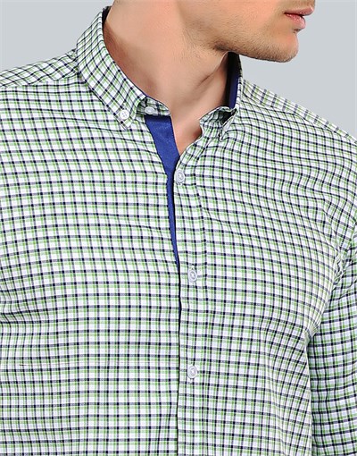 SLIM FIT LONG SLV COTTON OXFORD CHECK   GÖMLEK SLIM FIT CHECKED