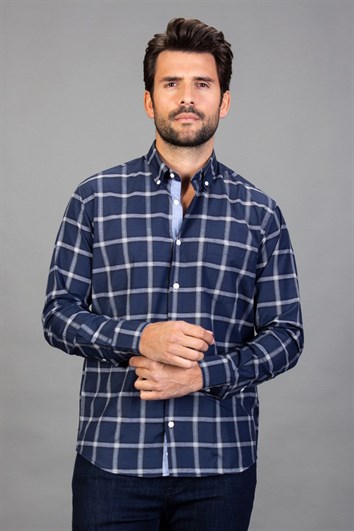 CLASSIC FIT LONG SLV CHECK GARNISHED 90/1   GÖMLEK CLASSIC FIT CHECKED