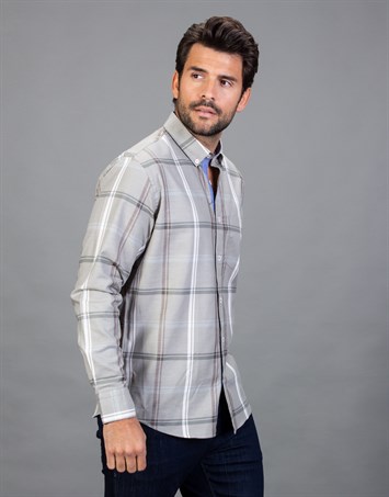 CLASSIC FIT LONG SLV COTTON OXFORD CHECK   GÖMLEK CLASSIC FIT CHECKED