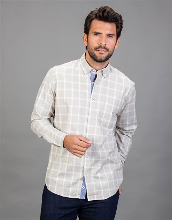 CLASSIC FIT LONG SLV COTTON OXFORD CHECK   GÖMLEK CLASSIC FIT CHECKED