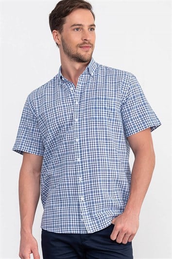 CLASSIC FIT SHORT SLV CHECK LINEN 91/1 GÖMLEK CLASSIC FIT LINEN