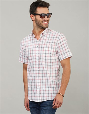 CLASSIC FIT SHORT SLV CHECK LINEN 91/1 GÖMLEK CLASSIC FIT LINEN