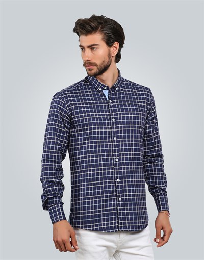 SLIM FIT LONG SLV COTTON OXFORD CHECK   GÖMLEK SLIM FIT CHECKED