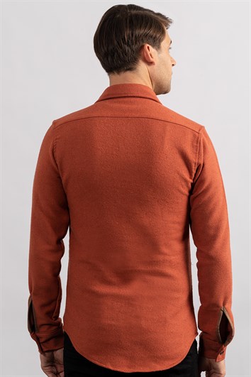 Slim Fit Düz Oduncu Gizli Cep Ön Parçalı Kışlık Erkek Gömlek
