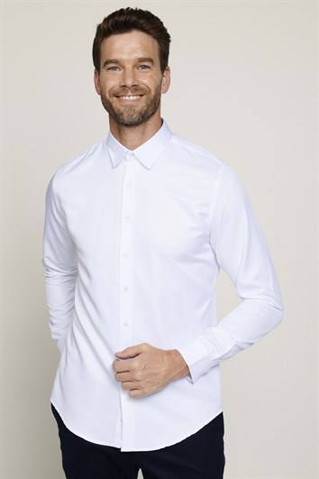 Slim Fit Kolay Ütü Erkek Beyaz Gömlek