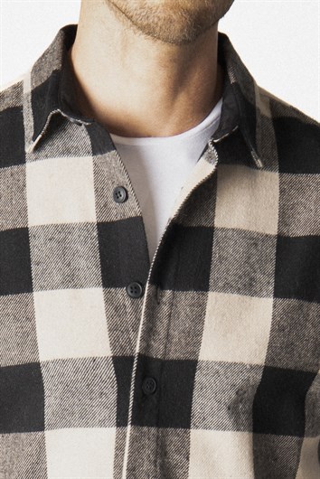 Slim Fit Kışlık Kareli Oduncu Erkek Gömlek