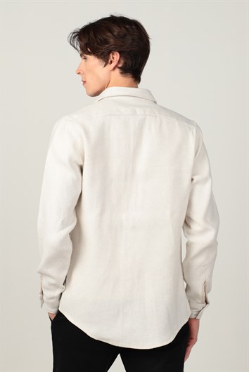 Slım Fıt Kışlık Oduncu Çift Cep Kapaklı Çıtçıtlı Düz Erkek Gömlek