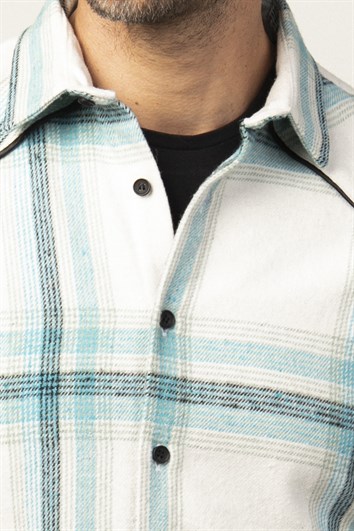 Slim Fit Kışlık Kareli Omuzu Parçalı Oduncu Erkek Gömlek