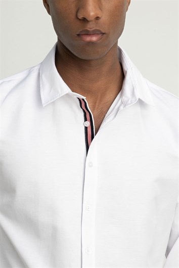 Slim Fit Uzun Kol Oxford Doku Biyeli Erkek Gömlek