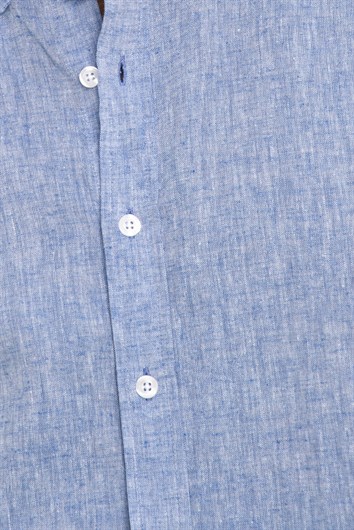 Slim Fit Uzun Kol Keten Premium Seri Düğmeli Yaka Spor Gömlek