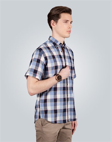 CLASSIC FIT SHORT SLV COTTON CHECK GARNISHED 70/1 CLASSIC FIT SUMMER SEASON