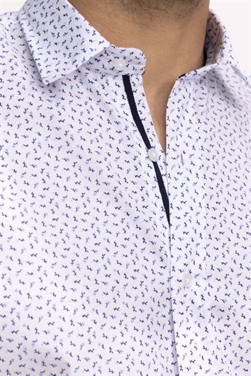 Klasik Fit Rahat Kesim Pamuklu Kolay Ütülenebilir Baskılı Erkek Gömlek