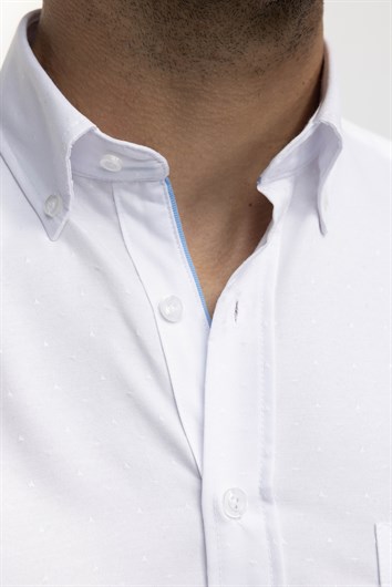 Klasik Fit Rahat Kesim Pamuklu Kolay Ütülenebilir Armürlü Erkek Gömlek
