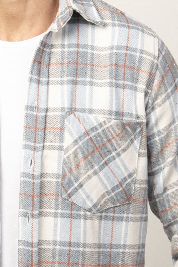 Klasık Fıt Kışlık Oduncu Kareli Tek Cepli Erkek Gömlek