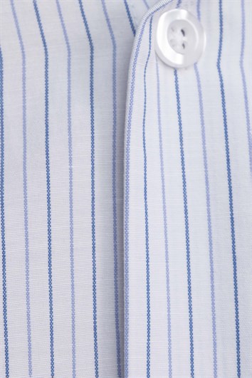 Klasik Fit Rahat Kalıp  İnce Çizgili Pamuklu Kravatlık Yaka Erkek  Gömlek