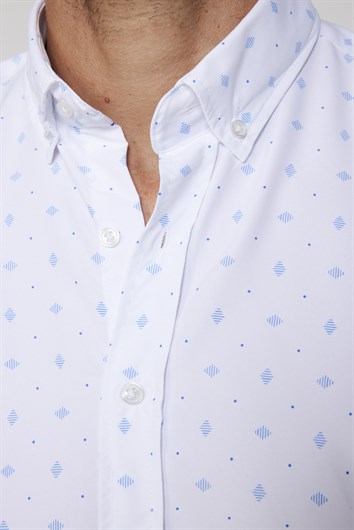 Klasik Fit Uzun Kol Baskılı Biyeli Erkek Gömlek