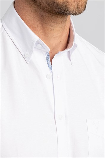 Klasik Fit Rahat Kesim Kısa Kol Poplin Oxford Erkek Gömlek