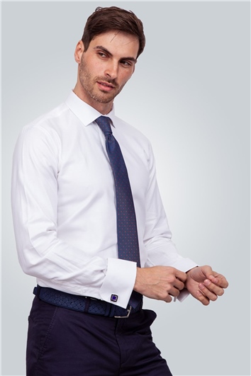 Modern Slim Fit Dar Kesim Çift Manşet Leke Tutmaz Erkek Gömlek