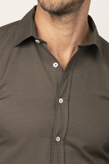 Modern Fit Uzun Kol Armürlü Kravatlık Erkek Gömlek