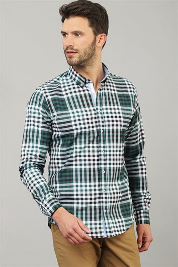 SLIM FIT LONG SLV CHECK AZTEC  GÖMLEK SLIM FIT CHECKED