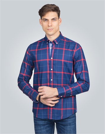 SLIM FIT LONG SLV COTTON OXFORD CHECK   GÖMLEK SLIM FIT CHECKED