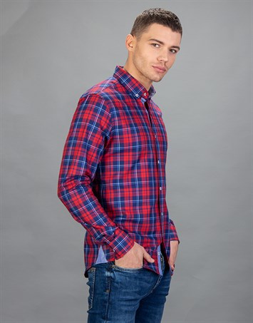 SLIM FIT LONG SLV COTTON OXFORD CHECK   GÖMLEK SLIM FIT CHECKED