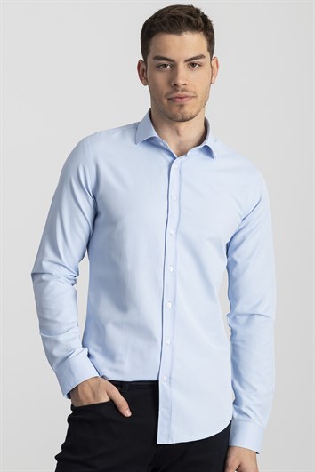 Slim Fit Mavi Erkek Gömlek