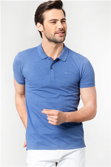 Slim Fit Dar Kesim Düz Polo Yaka Erkek T-Shirt