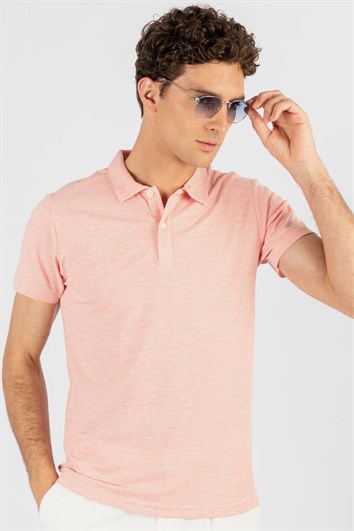 Slim Fit Melanj örme Pamuk Polo Yaka T-Shirt