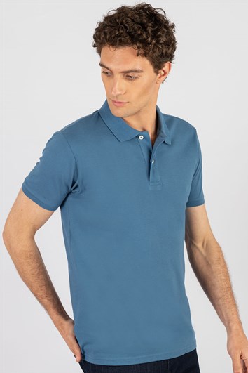 Slim Fit Dar Kesim Düz Polo Yaka Erkek T-Shirt