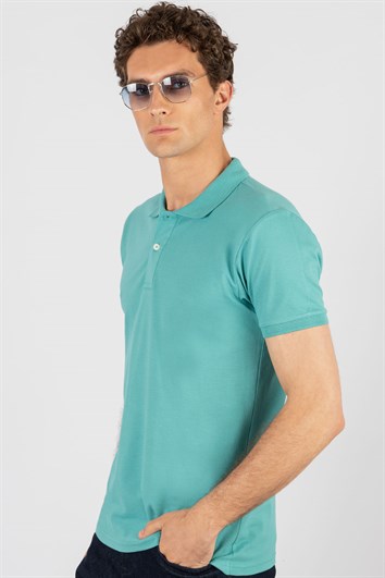 Slim Fit Dar Kesim Düz Polo Yaka Erkek T-Shirt