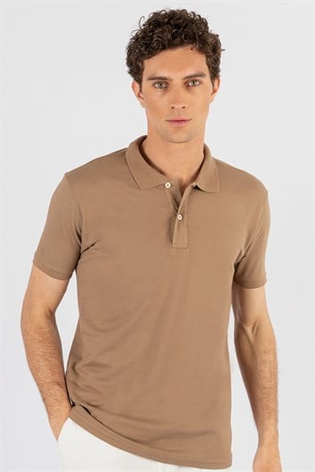 Slim Fit Dar Kesim Düz Polo Yaka Erkek T-Shirt