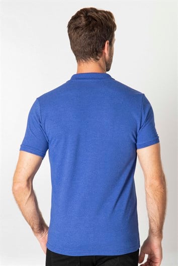 Slim Fit Melanj Düz Polo Yaka T-Shirt