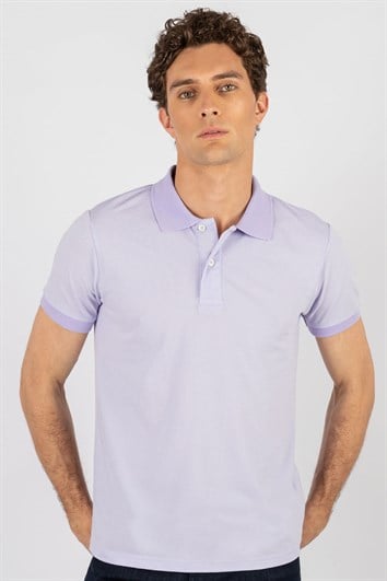 Slim Fit Melanj Düz Polo Yaka T-Shirt