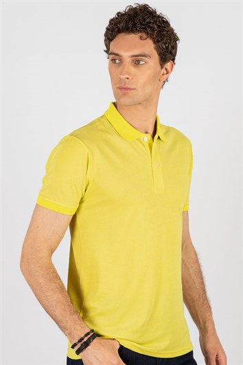 Slim Fit Melanj Düz Polo Yaka T-Shirt