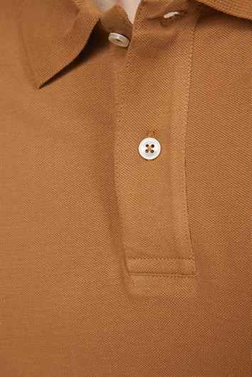 Erkek Polo Yaka Slim Fit Düz Pamuk Pike Tişört
