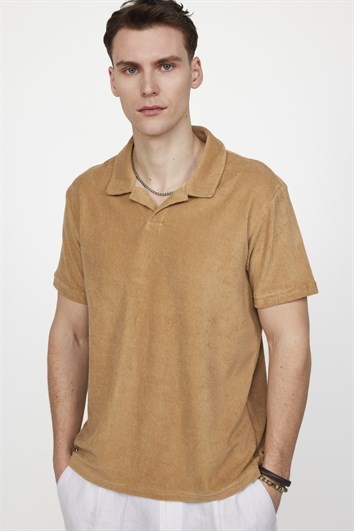 Erkek Polo Yaka Slim Fit Terrycloth Havlu Kumaş  Tişört