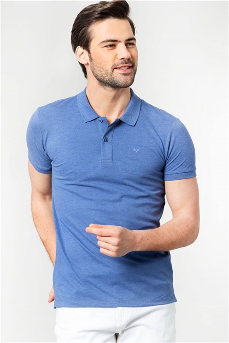 Slim Fit Dar Kesim Düz Polo Yaka Erkek T-Shirt